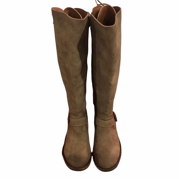 Eurosoft Selden Knee High Boot Stone Taupe Faux Suede Upper Lace Up Riding Boot - Picture 9 of 9